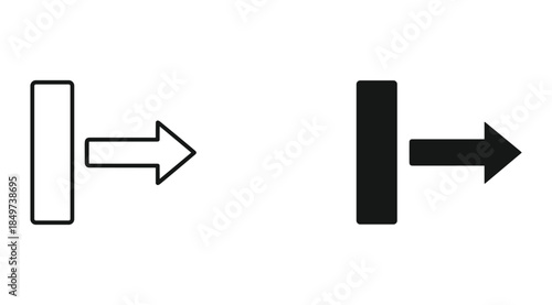 White and black arrow pointing right