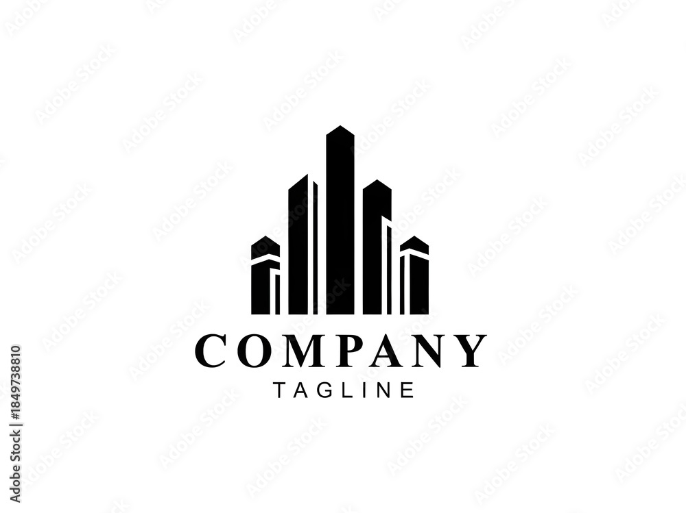 Obraz premium Modern company logo with cityscape design and tagline