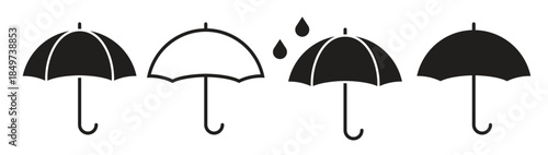 umbrella icons set black isolated icons on a white background
