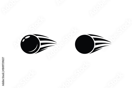 Fast motion sphere vector set, Dynamic speeding ball, Comet trail, and racing velocity icons