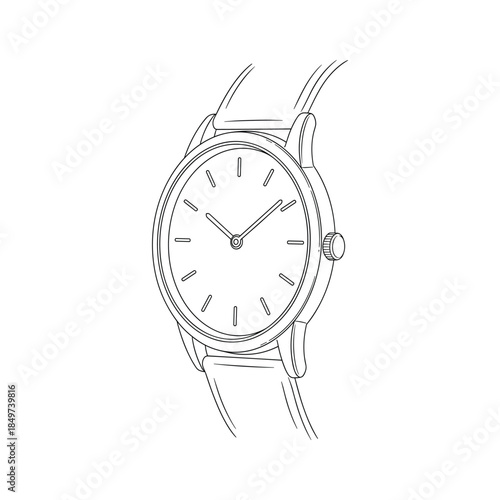 Simple elegant watch with leather strap
