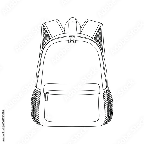 Simple black and white backpack illustration