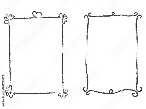 Sketchy Frame Vector Set. Rough Chalk Textured Doodle Borders for Valentine and Text Box Design