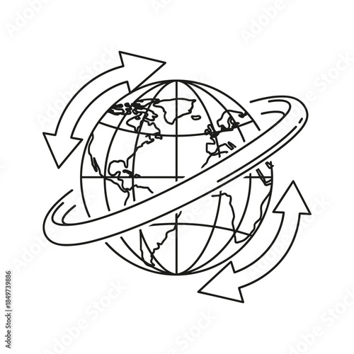 Earth rotation illustrated with arrows