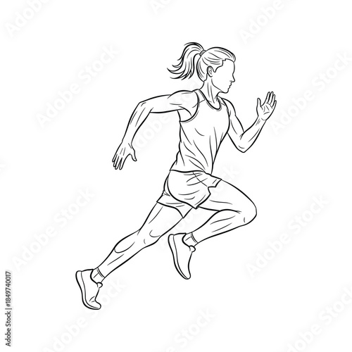 Woman running with determination and focus