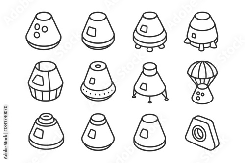 Collection of outline spacecraft capsule designs.