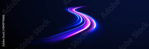 Highway road line swirl color streak fast motion night.
