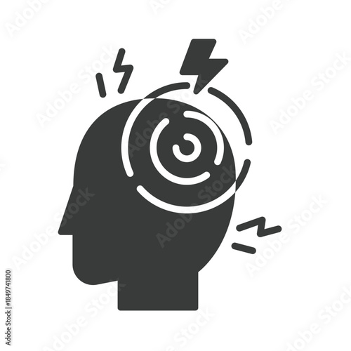 Disease Headache Glyph Icon Illustration