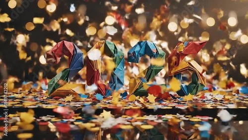 Happy New Year 2026 Text Animation with Festive Fireworks and Party Lights