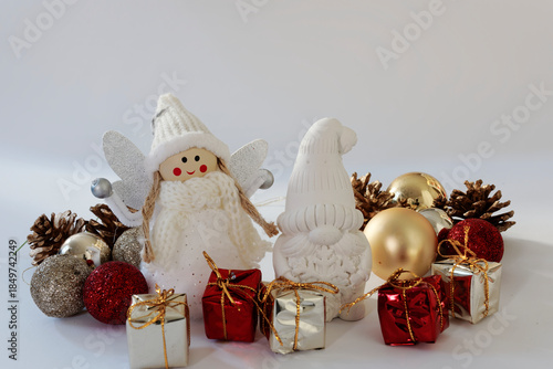 Christmas Ornaments on White Background