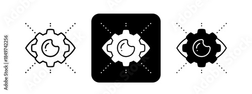 Perception  Solid color and black line drawing vector illustration set