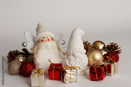 Christmas Ornaments on White Background