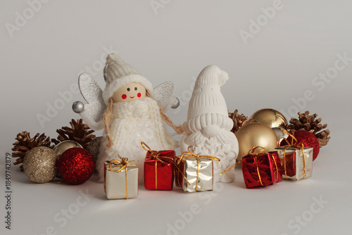 Christmas Ornaments on White Background
