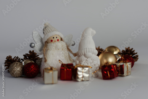 Christmas Ornaments on White Background