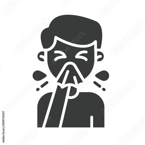 Disease Sneezing Glyph Icon Illustration