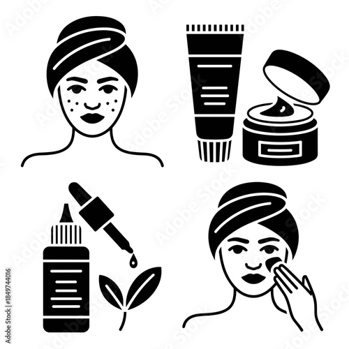 Skin Care Routine with Serum, Cream, and Cleansing for Healthy Complexion