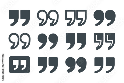 Quotation Mark Set with Various Styles for Text Emphasis and Design Enhancement
