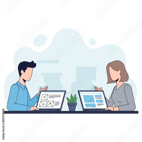 business professionals collaborating during a modern digital meeting in an office workspace