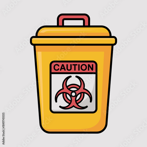 Yellow Biohazard Bin Illustration Caution Symbol Garbage Container Sign