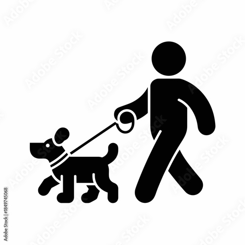Walking a Dog Simple Icon of Pet Being Walked by Person
