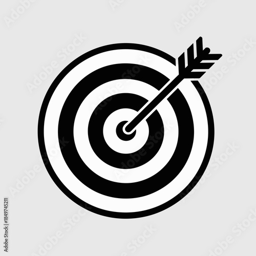 Arrow Hitting Target Bullseye Goal Aimed in the Center for a Marksmanship Game