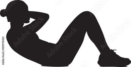 Woman doing push up silhouette vector. Female athlete fitness workout exercise on floor.
