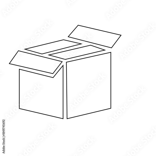 Delivery box icon. Empty open shipping box or unboxing line art. Carton boxes icon set. Stock vector. Vector illustration.Package, box, cardboard, delivery, parcel thin line icons.
