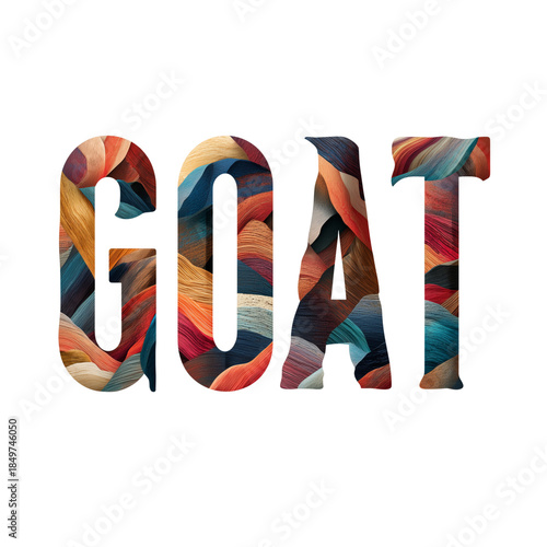 Colorful abstract textured word goat isolated on transparent background
