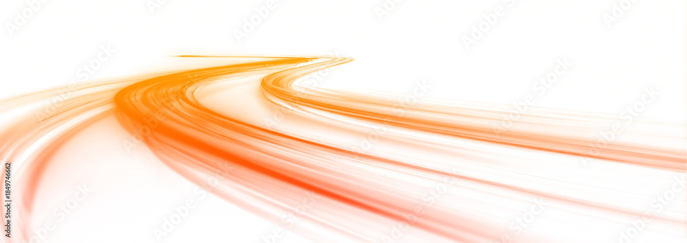Naklejka premium Neon speed lines twist and flow across a luminous white street. Glowing trails highlight fast motion and dynamic energy streams. Modern futuristic digital illustration in png.