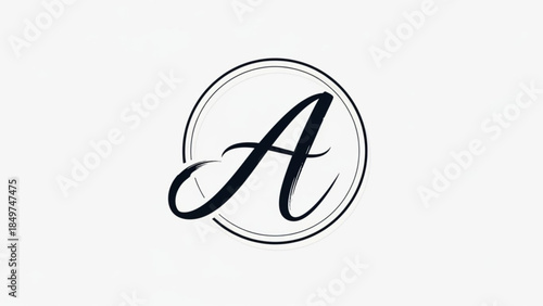 Elegant black capital letter a logo in circular frame on white background