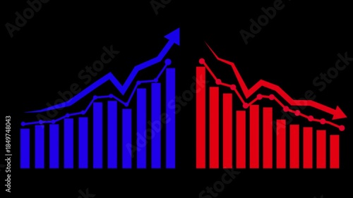 Abstract business graph icon animation . animated neon line business graph and black background 4k video