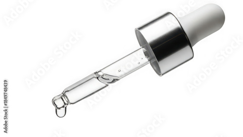 Cosmetic dropper with liquid serum or oil isolated on transparent background