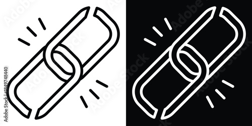 Link line and glyph icon style on white and black background