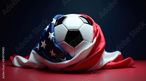 Soccer ball wrapped in usa flag