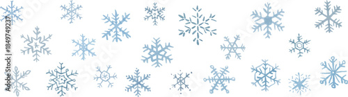 Minimal Hand Drawn Snowflakes, Elegant Winter and Christmas Design Elements
