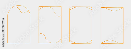 Golden thin Line frames set. Gold vector borders Luxury minimalist collection. Geometric banners decorative linear rectangles.