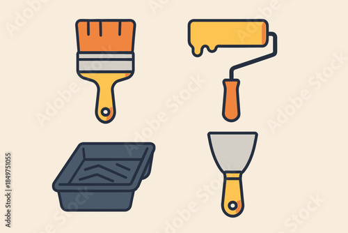 Colorful painting tools for home renovation projects