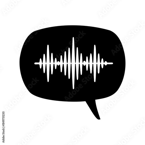 Sound wave inside a speech bubble represents audio communication concept