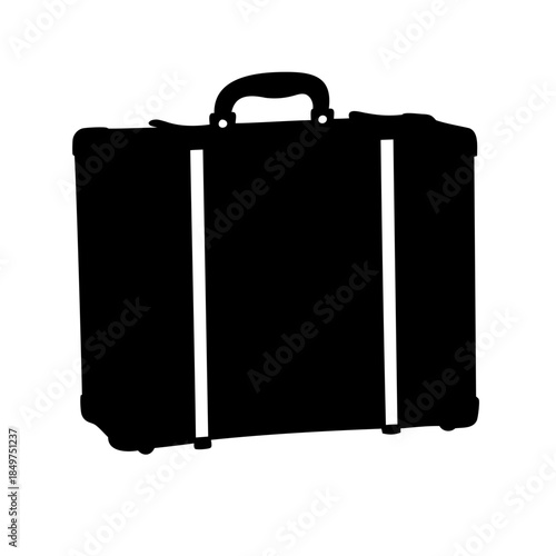 Stylized silhouette of a classic suitcase evoking travel and adventure theme
