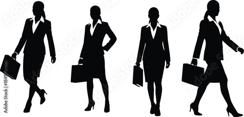 business, professionals, silhouette, icon, briefcase, posture, walking, standing, black, graphic, illustration, career, mobility, confident, attire