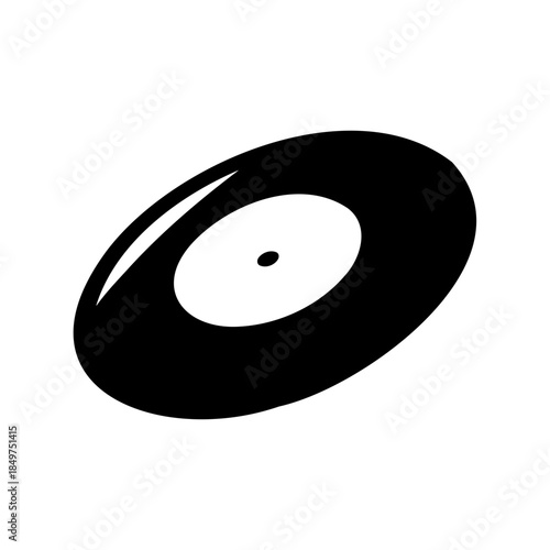 Black and white vintage vinyl record spinning with retro music grooves design