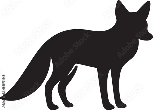 Stylized vector illustration of a fox silhouette standing in profile view