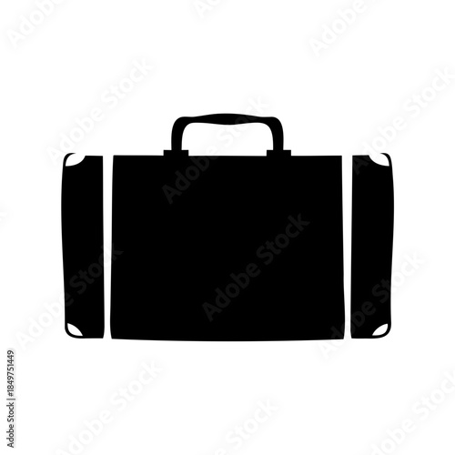 Classic black briefcase silhouette for business or travel presentations, brochures, and advertisements