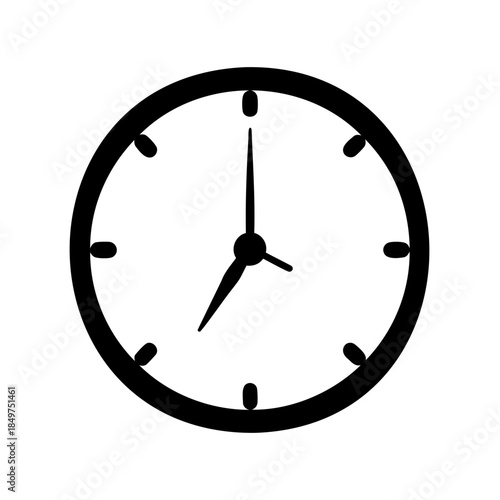 Simple minimalist clock illustration with hour and minute hands showing the time
