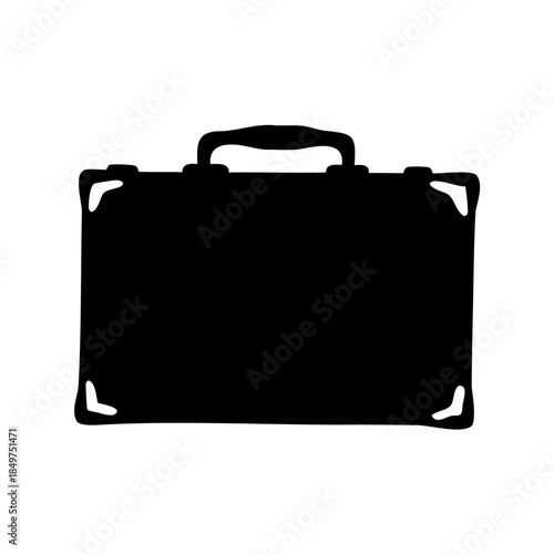 Black silhouette of a professional looking briefcase with reinforced edges and handle