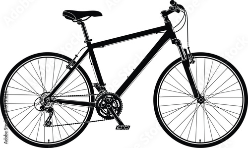 Bicycle silhouette detailed road bike black vector illustration isolated on white background cycling transportation sport design element