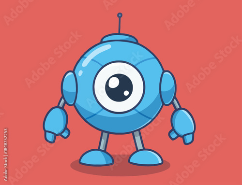 Cute Blue One-Eyed Alien Monster