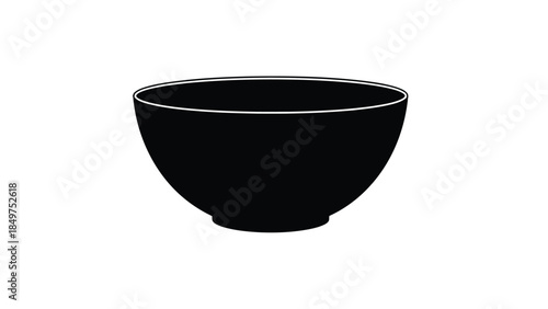 Black bowl silhouette isolated on white background