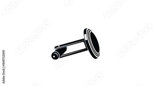 Black cufflink with white details on , minimalist flat vector symbol isolated on white background