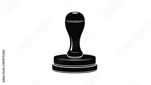 Black rubber stamp silhouette icon flat design isolated on white background
